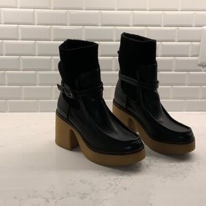 Sam Edelman Black Heeled Boots with Brown Sole
